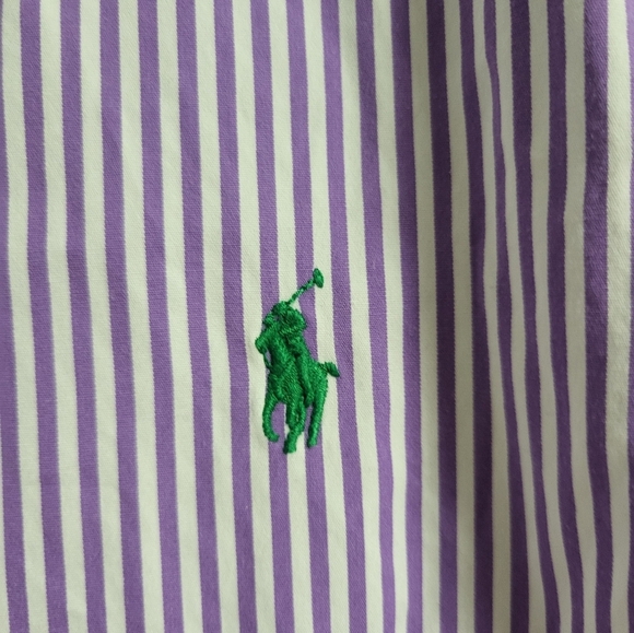 Ralph Lauren Mens Crested Button Up Striped Shirt - Size L - Picture 7 of 8